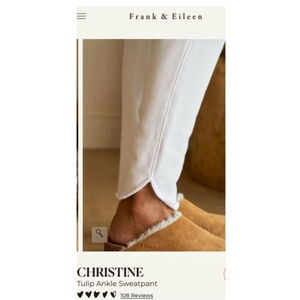 New Frank & Eileen White Christine Tulip Ankle Triple Fleece Sweatpants S